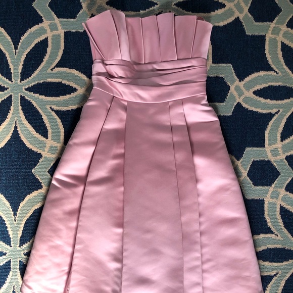 Pink Strapless Pleated Satin Wedding or Prom Dress - Picture 2 of 4